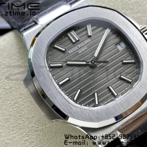 PATEK PHILIPPE Nautilus 5711 SS 3KF 1:1 Best Edition Gray Textured Dial on Black Leather Strap A324 Super Clone V2 - Super Clone Watch | 1:1 Best Version