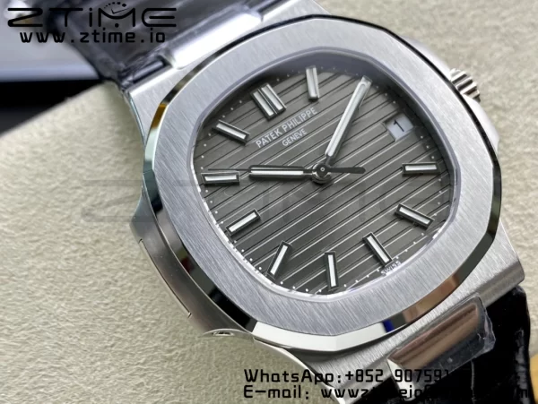 PATEK PHILIPPE Nautilus 5711 SS 3KF 1:1 Best Edition Gray Textured Dial on Black Leather Strap A324 Super Clone V2 - Super Clone Watch | 1:1 Best Version