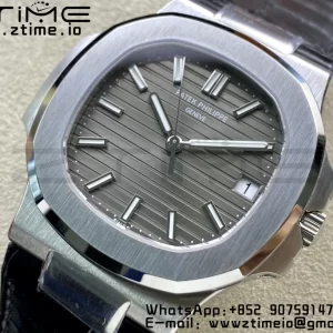 PATEK PHILIPPE Nautilus 5711 SS 3KF 1:1 Best Edition Gray Textured Dial on Black Leather Strap A324 Super Clone V2 - Super Clone Watch | 1:1 Best Version
