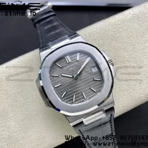 PATEK PHILIPPE Nautilus 5711 SS 3KF 1:1 Best Edition Gray Textured Dial on Black Leather Strap A324 Super Clone V2 - Super Clone Watch | 1:1 Best Version