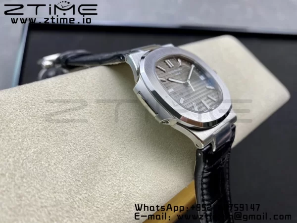 PATEK PHILIPPE Nautilus 5711 SS 3KF 1:1 Best Edition Gray Textured Dial on Black Leather Strap A324 Super Clone V2 - Super Clone Watch | 1:1 Best Version