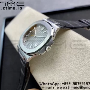 PATEK PHILIPPE Nautilus 5711 SS 3KF 1:1 Best Edition Gray Textured Dial on Black Leather Strap A324 Super Clone V2 - Super Clone Watch | 1:1 Best Version