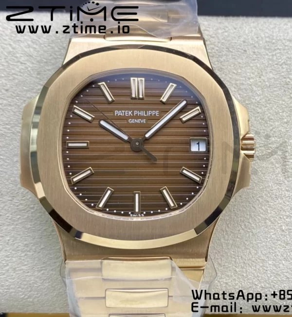 PATEK PHILIPPE Nautilus 5711/1R RG 3KF 1:1 Best Edition Brown Textured Dial on RG Bracelet A324 Super Clone V2 - Super Clone Watch | 1:1 Best Version