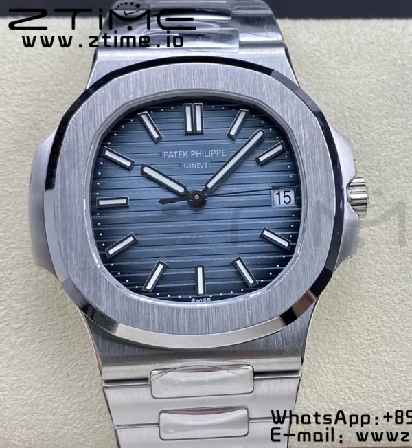 PATEK PHILIPPE Nautilus 5711/1A 3KF 1:1 Best Edition Blaues strukturiertes Zifferblatt auf Edelstahlarmband A324 Super Clone V2 - Super Clone Watch | 1:1 Best Version