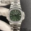 PATEK PHILIPPE Nautilus 5711/1A 3KF 1:1 Best Edition Diamonds Bezel Green Textured Dial on SS Bracelet A324 Super Clone V2 - Super Clone Watch | 1:1 Best Version