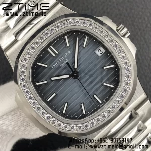 PATEK PHILIPPE Nautilus 5711/1A 3KF 1:1 Best Edition Diamonds Bezel Blue Textured Dial on SS Bracelet A324 Super Clone V2 - Super Clone Watch | 1:1 Best Version