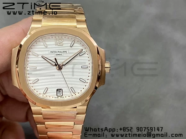 PATEK PHILIPPE Nautilus 7118 Ladies RG 3KF 1:1 Best Edition Lunetta quadrante bianco su bracciale RG A324 Super Clone - Orologio Super Clone | 1:1 Best Version