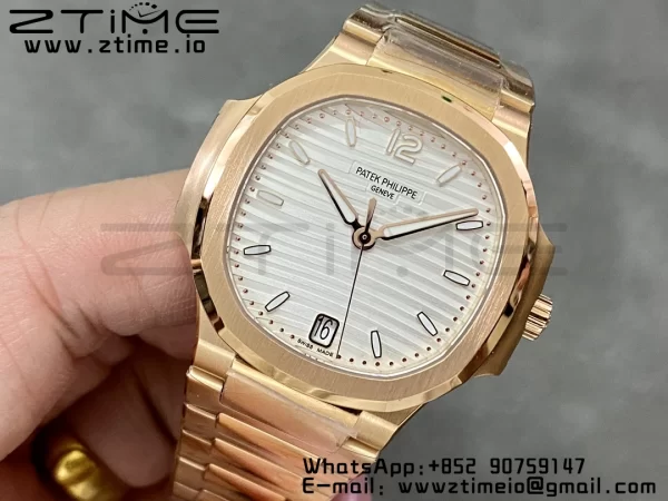 PATEK PHILIPPE Nautilus 7118 Ladies RG 3KF 1:1 Best Edition Lunetta quadrante bianco su bracciale RG A324 Super Clone - Orologio Super Clone | 1:1 Best Version