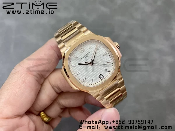 PATEK PHILIPPE Nautilus 7118 Ladies RG 3KF 1:1 Best Edition Lunetta quadrante bianco su bracciale RG A324 Super Clone - Orologio Super Clone | 1:1 Best Version