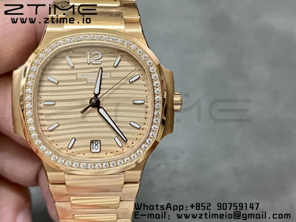 PATEK PHILIPPE Nautilus 7118 Ladies RG 3KF 1:1 Best Edition RG Dial Diamonds Bezel on RG Bracelet A324 Super Clone - Super Clone Watch | 1:1 Best Version