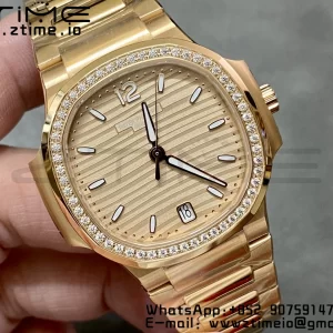 PATEK PHILIPPE Nautilus 7118 Ladies RG 3KF 1:1 Best Edition RG Dial Diamonds Bezel on RG Bracelet A324 Super Clone - Super Clone Watch | 1:1 Best Version