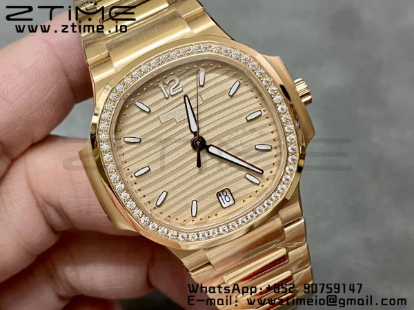 PATEK PHILIPPE Nautilus 7118 Ladies RG 3KF 1:1 Best Edition RG Dial Diamonds Bezel on RG Bracelet A324 Super Clone - Super Clone Watch | 1:1 Best Version