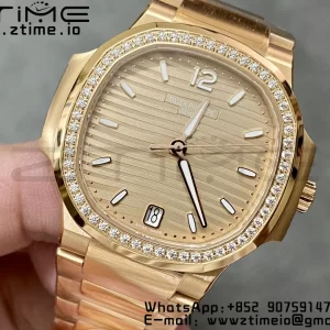 PATEK PHILIPPE Nautilus 7118 Ladies RG 3KF 1:1 Best Edition RG Dial Diamonds Bezel on RG Bracelet A324 Super Clone - Super Clone Watch | 1:1 Best Version