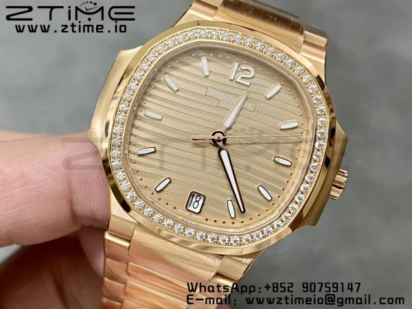 PATEK PHILIPPE Nautilus 7118 Ladies RG 3KF 1:1 Best Edition RG Dial Diamonds Bezel on RG Bracelet A324 Super Clone - Super Clone Watch | 1:1 Best Version