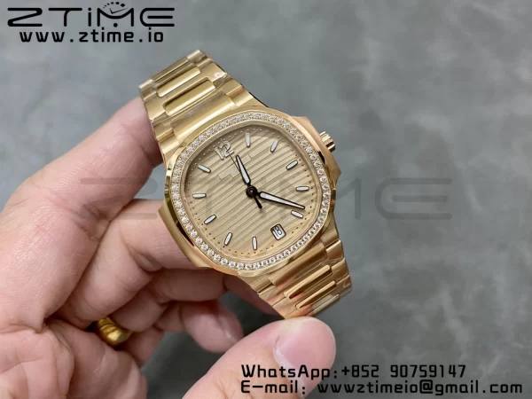 PATEK PHILIPPE Nautilus 7118 Ladies RG 3KF 1:1 Best Edition RG Dial Diamonds Bezel on RG Bracelet A324 Super Clone - Super Clone Watch | 1:1 Best Version