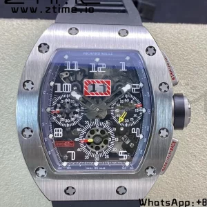 RICHARD MILLERM RM011 SS Chrono KVF 1:1 Best Edition Crystal Dial Black on Black Rubber Strap A7750 V3 - Super Clone Watch | 1:1 Best Version