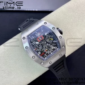 RICHARD MILLERM RM011 SS Chrono KVF 1:1 Best Edition Crystal Dial Black on Black Rubber Strap A7750 V3 - Super Clone Watch | 1:1 Best Version