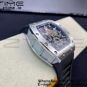 RICHARD MILLERM RM011 SS Chrono KVF 1:1 Best Edition Crystal Dial Black on Black Rubber Strap A7750 V3 - Super Clone Watch | 1:1 Best Version