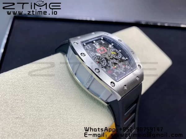 RICHARD MILLERM RM011 SS Chrono KVF 1:1 Best Edition Crystal Dial Black on Black Rubber Strap A7750 V3 - Super Clone Watch | 1:1 Best Version