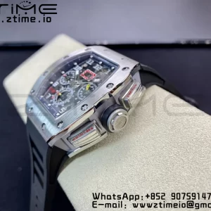 RICHARD MILLERM RM011 SS Chrono KVF 1:1 Best Edition Crystal Dial Black on Black Rubber Strap A7750 V3 - Super Clone Watch | 1:1 Best Version