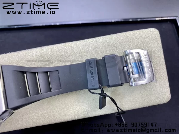 RICHARD MILLERM RM011 SS Chrono KVF 1:1 Best Edition Crystal Dial Black on Black Rubber Strap A7750 V3 - Super Clone Watch | 1:1 Best Version