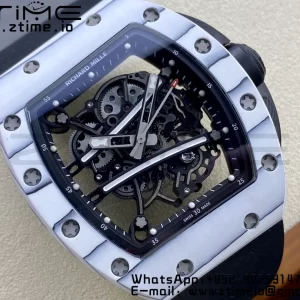 RICHARD MILLERM RM6101 RM61-01 RMF Best Edition Bianco NTPT Fibra di Carbonio Cinturino in Gomma Nera RMUL2 - Orologio Super Clone | 1:1 Miglior Versione