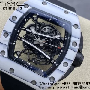 RICHARD MILLERM RM6101 RM61-01 RMF Best Edition Bianco NTPT Fibra di Carbonio Cinturino in Gomma Nera RMUL2 - Orologio Super Clone | 1:1 Miglior Versione