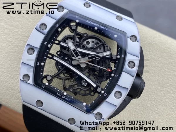 RICHARD MILLERM RM6101 RM61-01 RMF Best Edition Bianco NTPT Fibra di Carbonio Cinturino in Gomma Nera RMUL2 - Orologio Super Clone | 1:1 Miglior Versione