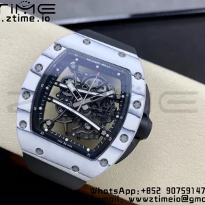 RICHARD MILLERM RM6101 RM61-01 RMF Best Edition Bianco NTPT Fibra di Carbonio Cinturino in Gomma Nera RMUL2 - Orologio Super Clone | 1:1 Miglior Versione