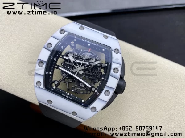 RICHARD MILLERM RM6101 RM61-01 RMF Best Edition Bianco NTPT Fibra di Carbonio Cinturino in Gomma Nera RMUL2 - Orologio Super Clone | 1:1 Miglior Versione