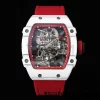 リシャール・ミル RM027-02 RM2702 ナダル リアル・トゥールビヨン RMF ベスト・エディション レッドナイロンストラップ ホワイトフォージカーボン レッドインナーベゼル - スーパークローンウォッチ｜1:1 ベストバージョン