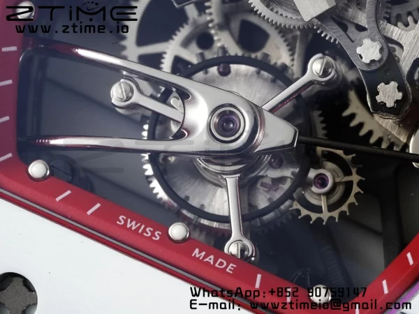 Richard Mille RM027-02 RM2702 Nadal Real Tourbillon RMF Best Edition White Forge Carbon Red Inner Bezel on Red Nylon Strap - Super Clone Watch | 1:1 Nejlepší verze
