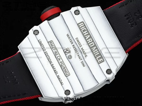 Richard Mille RM027-02 RM2702 Nadal Real Tourbillon RMF Best Edition White Forge Carbon Red Inner Bezel on Red Nylon Strap - Super Clone Watch | 1:1 Nejlepší verze