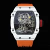 Richard Mille RM027-02 RM2702 Nadal Real Tourbillon RMF Best Edition White Forge Carbon Black Inner Bezel on Orange Nylon Strap - Super Clone Watch | 1:1 Best Version