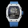 Richard Mille RM027-02 RM2702 Nadal Real Tourbillon RMF Best Edition Bianco Forge Carbon Black Lunetta interna su cinturino in nylon blu - Orologio Super Clone | 1:1 Best Version