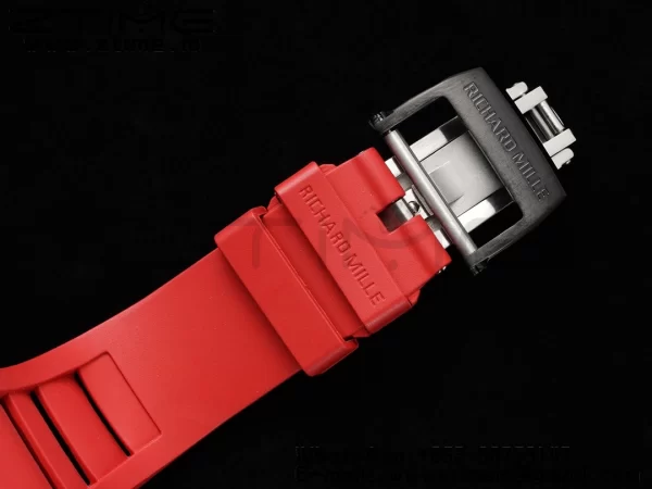 Richard Mille RM027-02 RM2702 Nadal Real Tourbillon RMF Best Edition Bianco Fucina Carbonio Lunetta interna rossa su cinturino in gomma rossa - Orologio Super Clone | 1:1 Miglior Versione