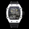 Richard Mille RM027-02 RM2702 Nadal Real Tourbillon RMF Best Edition White Forge Carbon Black Inner Bezel on Black Rubber Strap - Super Clone Watch | 1:1 Best Version