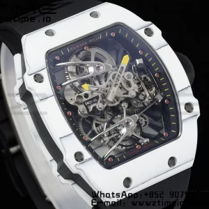Richard Mille RM027-02 RM2702 Nadal Real Tourbillon RMF Best Edition White Forge Carbon Black Inner Bezel on Black Rubber Strap - Super Clone Watch | 1:1 Best Version
