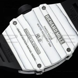 Richard Mille RM027-02 RM2702 Nadal Real Tourbillon RMF Best Edition White Forge Carbon Black Inner Bezel on Black Rubber Strap - Super Clone Watch | 1:1 Best Version