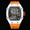 Richard Mille RM027-02 RM2702 Nadal Real Tourbillon RMF Best Edition White Forge Carbon Black Inner Bezel on Orange Rubber Strap - Super Clone Watch | 1:1 Best Version