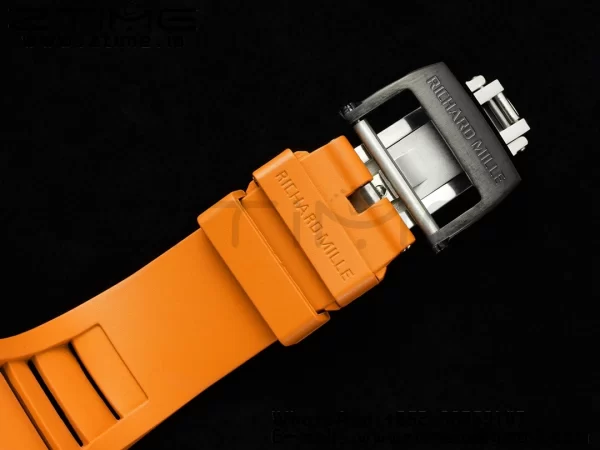Richard Mille RM027-02 RM2702 Nadal Real Tourbillon RMF Best Edition White Forge Carbon Black Inner Bezel on Orange Rubber Strap - Super Clone Watch | 1:1 Best Version