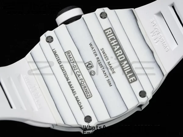 Richard Mille RM027-02 RM2702 Nadal Real Tourbillon RMF Best Edition White Forge Carbon Black Inner Bezel on White Rubber Strap - Super Clone Watch | 1:1 Best Version