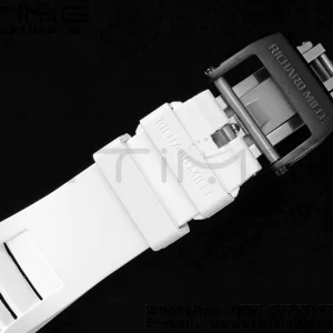 Richard Mille RM027-02 RM2702 Nadal Real Tourbillon RMF Best Edition White Forge Carbon Black Inner Bezel on White Rubber Strap - Super Clone Watch | 1:1 Best Version
