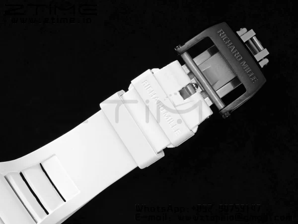 Richard Mille RM027-02 RM2702 Nadal Real Tourbillon RMF Best Edition White Forge Carbon Black Inner Bezel on White Rubber Strap - Super Clone Watch | 1:1 Best Version
