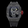 Richard Mille RM027-03 RM2703 NTPT Real Tourbillon RMF Best Edition Skeleton Dial pe curea de cauciuc negru - Super Clone Watch | 1:1 Best Version