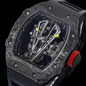 Richard Mille RM027-03 RM2703 NTPT Real Tourbillon RMF Best Edition Skeleton Dial on Black Rubber Strap - Super Clone Watch | 1:1 Nejlepší verze