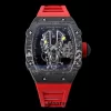 Richard Mille RM027-03 RM2703 NTPT Real Tourbillon RMF Best Edition Skeleton Dial on Red Rubber Strap - Super Clone Watch | 1:1 Best Version