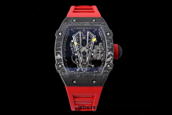 Richard Mille RM027-03 RM2703 NTPT Real Tourbillon RMF Best Edition Skeleton Dial on Red Rubber Strap - Super Clone Watch | 1:1 Best Version