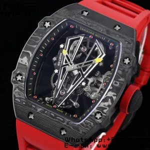 Richard Mille RM027-03 RM2703 NTPT Real Tourbillon RMF Best Edition Skeleton Dial on Red Rubber Strap - Super Clone Watch | 1:1 Best Version