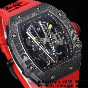 Richard Mille RM027-03 RM2703 NTPT Real Tourbillon RMF Best Edition Skeleton Dial on Red Rubber Strap - Super Clone Watch | 1:1 Best Version